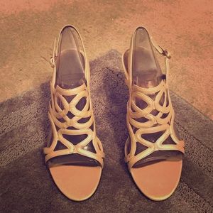 2in sling back gold heels